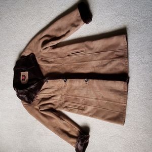 NWOT Gallery Faux Suede, Faux Fur Coat, Size L